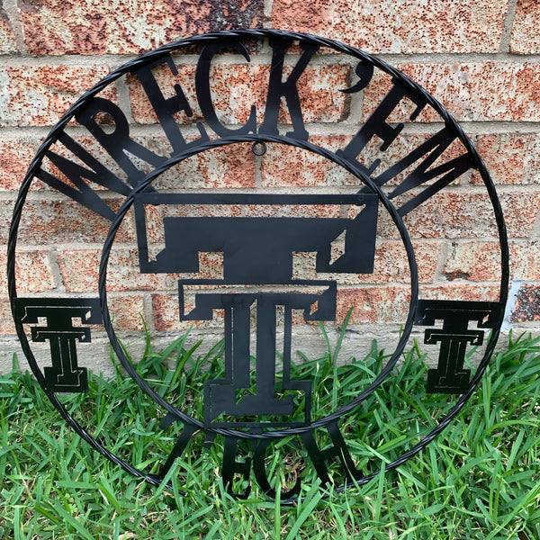 12", 18", 24", 32" WRECKEM TEXAS TECH METAL CUSTOM VINTAGE CRAFT TEAM SIGN HANDMADE