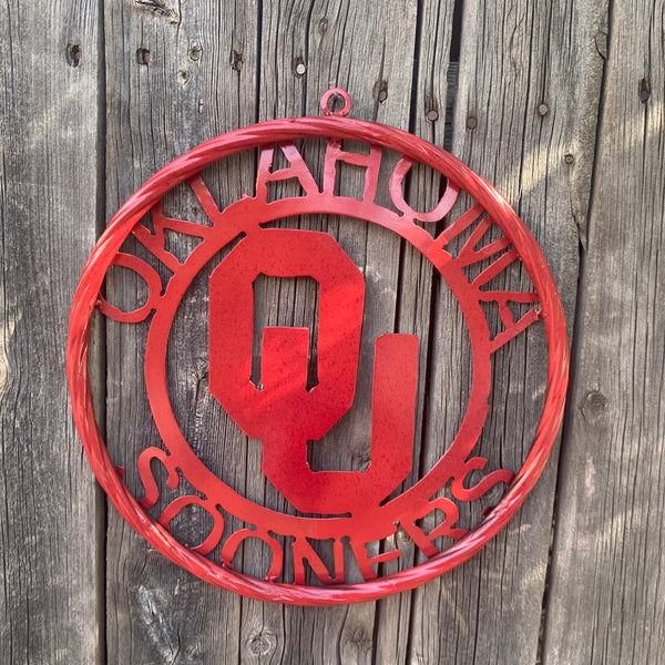 12", 18", 24", 32" OU OKLAHOMA SOONERS RUSTIC RED METAL CUSTOM VINTAGE CRAFT WALL ART TEAM SIGN HANDMADE