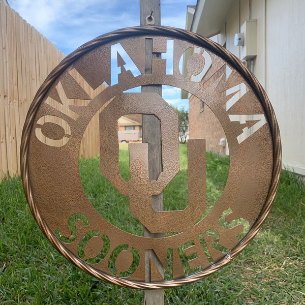 12",18",24",32" OU SOONERS HAMMERED COPPER CUSTOM METAL VINTAGE CRAFT TEAM SIGN HANDMADE CRAFT