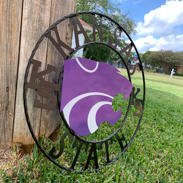 KANSAS STATE METAL CUSTOM VINTAGE CRAFT WALL ART TEAM SIGN HANDMADE