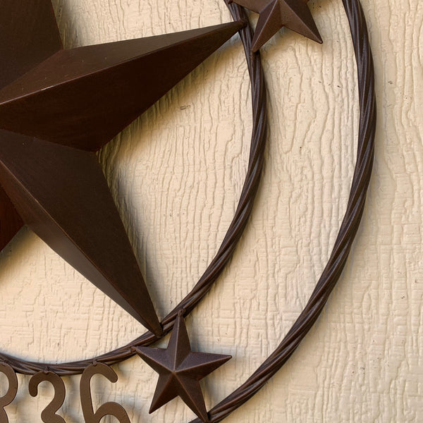 24", 32",36",40" TEXAS 1836 RUSTIC BROWN BARN STAR METAL WALL WESTERN HOME DECOR HANDMADE