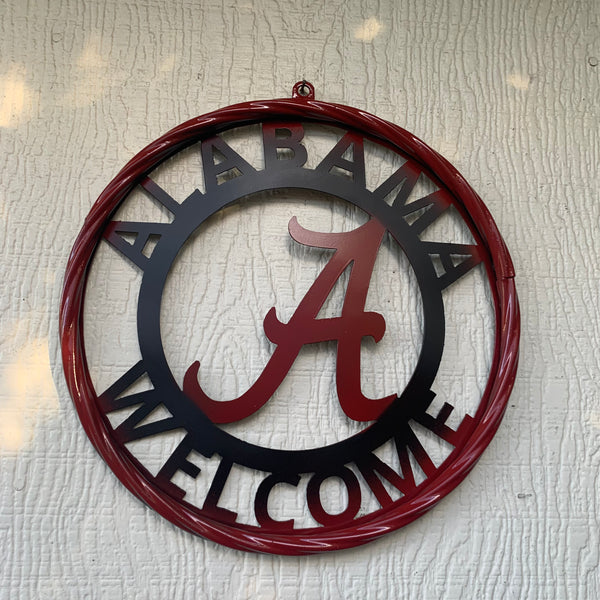 ALABAMA WELCOME RED & BLACK CUSTOM METAL VINTAGE SIGN TEAM HANDMADE