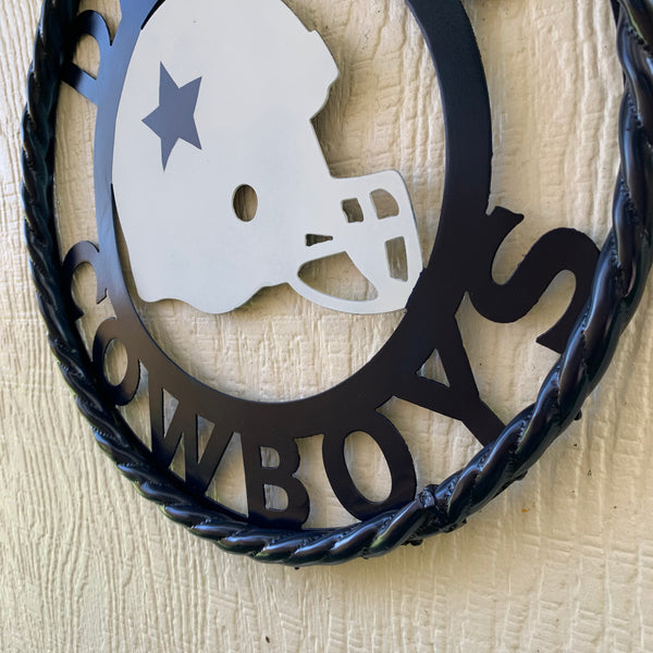 12", 18", 24", 32" DALLAS COWBOYS HELMET SIGN NAVY BLUE & WHITE METAL CUSTOM VINTAGE CRAFT WALL ART TEAM SIGN HANDMADE