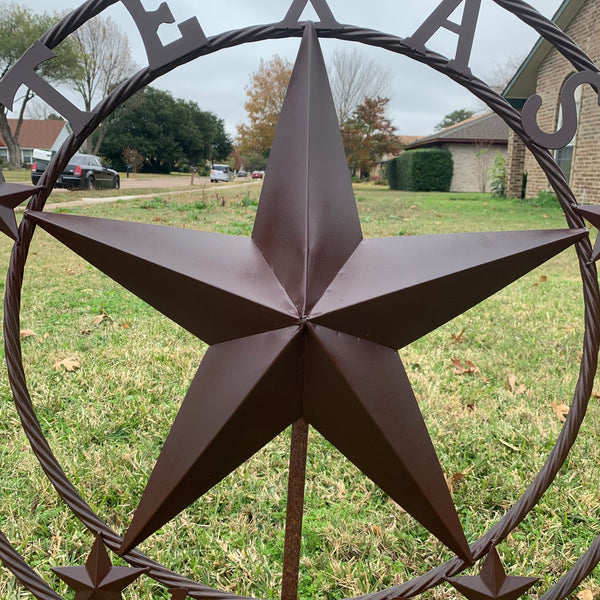 36" TEXAS 1836 BROWN BARN STAR METAL ART WESTERN HOME DECOR VINTAGE RUSTIC CRAFT ART