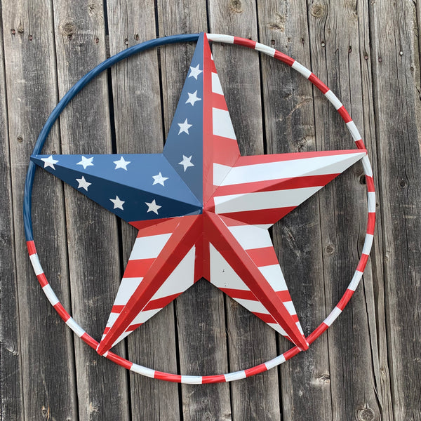 PEACE STAR METAL RED WHT BLUE STAR WESTERN HOME DECOR HANDMADE 12",16",24",32"36",38",40",48"