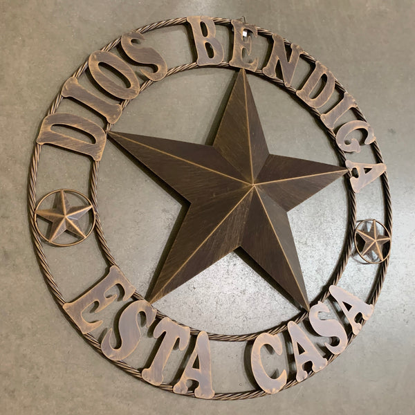 24", 32", 34", 40", 50" DIOS BENDIGA ESTA CASA BARN STAR METAL WALL WESTERN HOME DECOR RUSTIC ART NEW HANDMADE