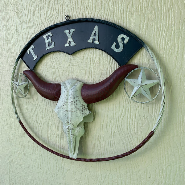24" X 18" TEXAS LONGHORNS METAL ART WALL DECOR WESTERN HOME DECOR NEW