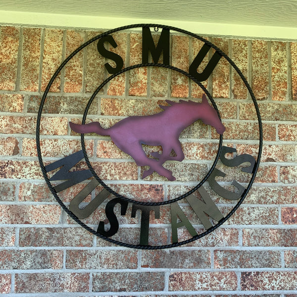 12",18",24",32",36" SMU MUSTANGS METAL CUSTOM VINTAGE CRAFT WALL ART TEAM SIGN HANDMADE