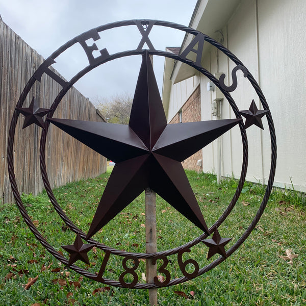 36" TEXAS 1836 BROWN BARN STAR METAL ART WESTERN HOME DECOR VINTAGE RUSTIC CRAFT ART