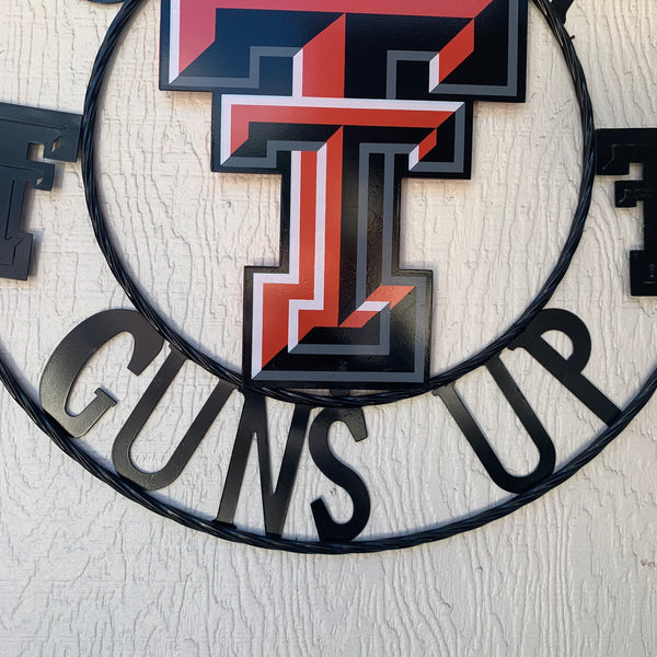 12", 18", 24", 32" GET YOUR GUNS UP TEXAS TECH METAL CUSTOM VINTAGE CRAFT TEAM SIGN HANDMADE