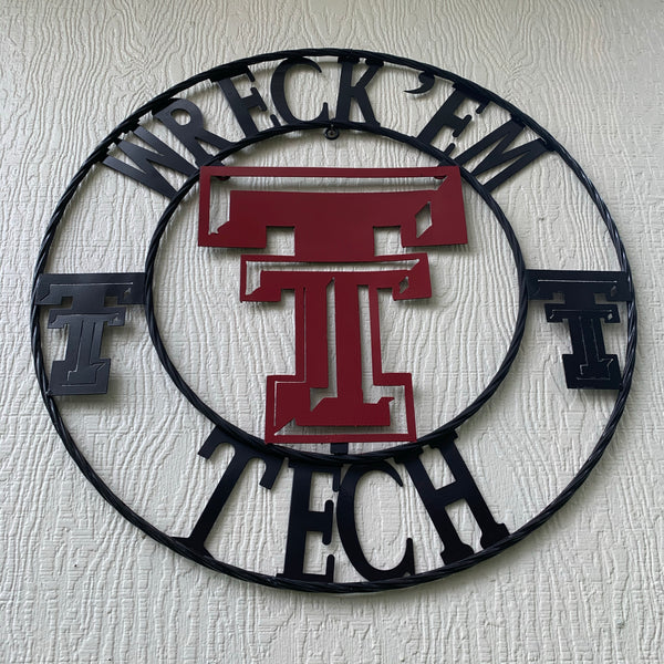 12", 18", 24", 32" WRECKEM TEXAS TECH METAL CUSTOM VINTAGE CRAFT TEAM SIGN HANDMADE