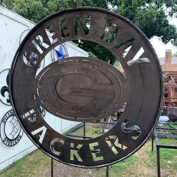 12",18",24",32",36" RAW METAL GREEN BAY PACKERS DISC CUSTOM METAL VINTAGE CRAFT TEAM SPORTS SIGN HANDMADE