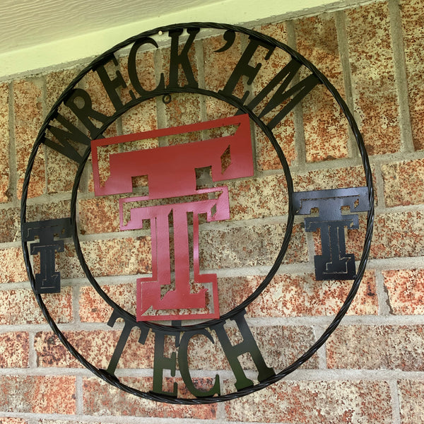 12", 18", 24", 32" WRECKEM TEXAS TECH METAL CUSTOM VINTAGE CRAFT TEAM SIGN HANDMADE