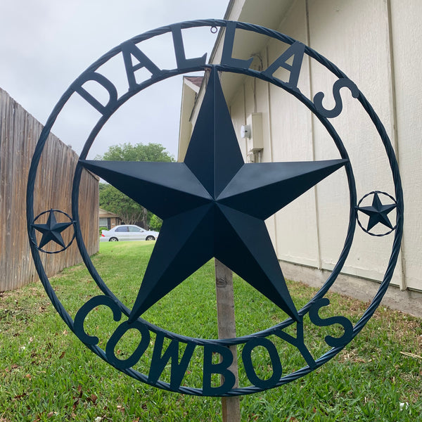 DALLAS COWBOYS NAVY BLUE BARN STAR METAL LONE STAR WESTERN HOME DECOR HANDMADE 24",32",36",40",42",44",46",50"