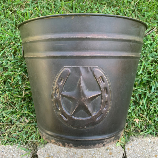 #RA3362 ROUND 12.5" HORSESHOE STAR TUB WESTERN HOME DECOR METAL ART--BRAND NEW