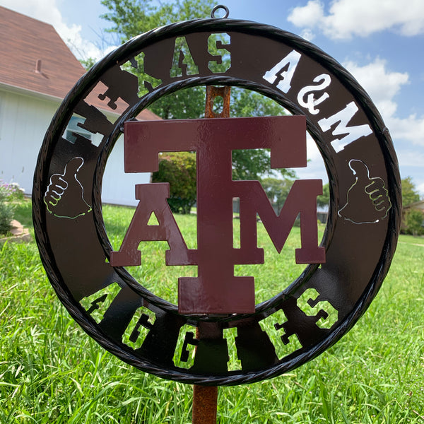 12",18",24",32" TEXAS A&M AGGIES WIDE BAND RING CUSTOM METAL VINTAGE CRAFT TEAM SIGN HANDMADE
