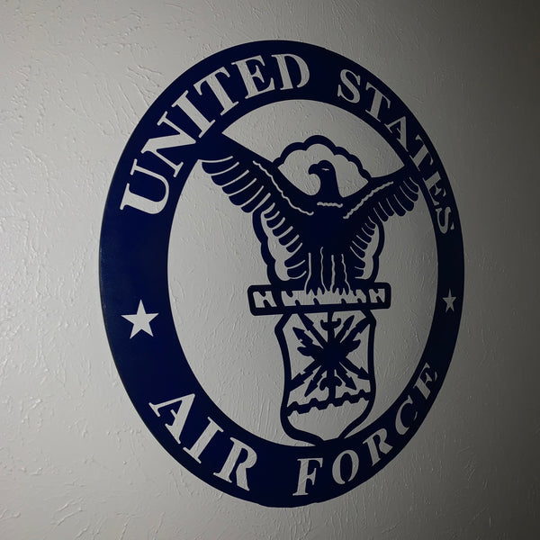 24" US AIR FORCE LASERCUT BLUE MILITARY METAL WALL ART AIRFORCE WESTERN HOME DECOR NEW