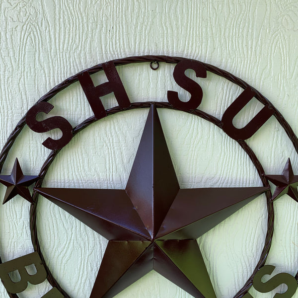 24",32" SHSU SAM HOUSTON BEARKATS RUSTIC DARK BROWN METAL CUSTOM VINTAGE CRAFT RUSTIC BROWN TEAM STAR HANDMADE