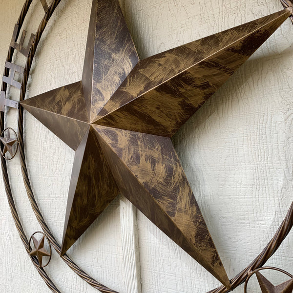 TOLENTINOS STYLE YOUR CUSTOM FAMILY NAME STAR METAL BARN STAR ROPE RING WESTERN HOME DECOR VINTAGE RUSTIC BROWN NEW HANDMADE 24",32",36",40",50"