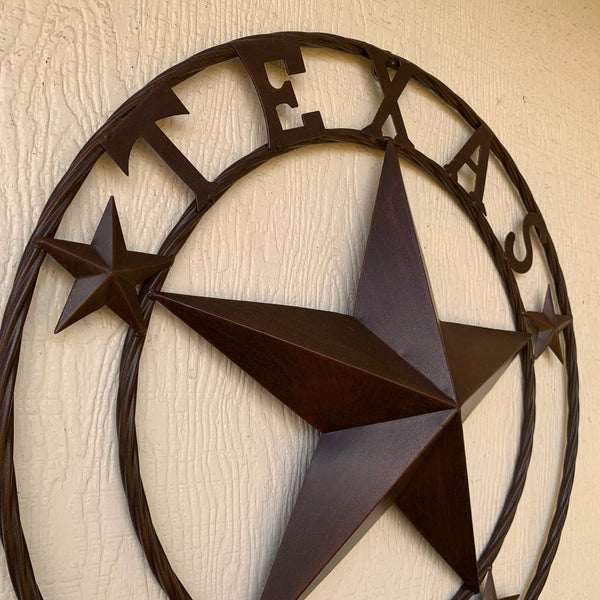 24", 32",36",40" TEXAS 1836 RUSTIC BROWN BARN STAR METAL WALL WESTERN HOME DECOR HANDMADE