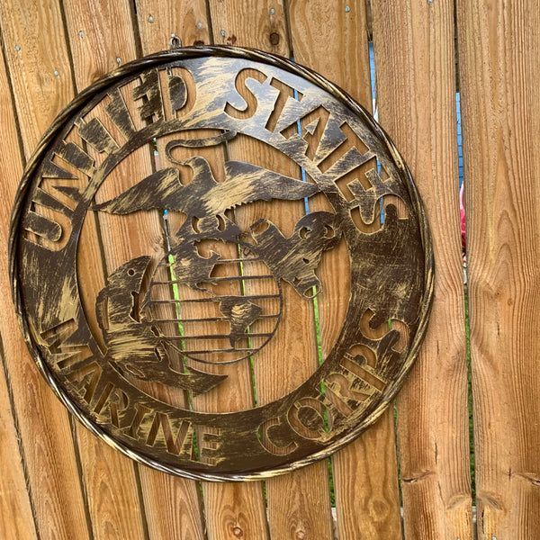 #EH10085 18",24",32" US MARINE CORPS MILITARY LASERCUT METAL PATRIOTIC WALL ART WESTERN HOME DECOR HANDMADE RUSTIC BRONZE COPPER