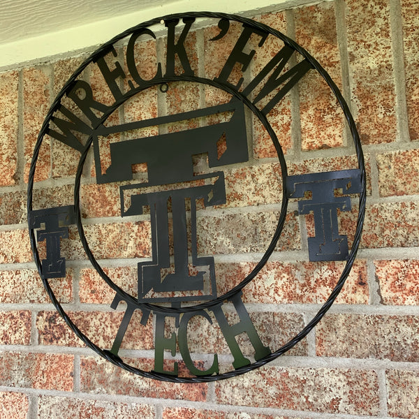 12", 18", 24", 32" WRECKEM TEXAS TECH METAL CUSTOM VINTAGE CRAFT TEAM SIGN HANDMADE