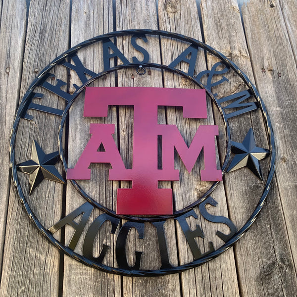 TEXAS A&M WITH STARS CUSTOM METAL VINTAGE CRAFT SIGN WALL ART TEAM SIGN HANDMADE