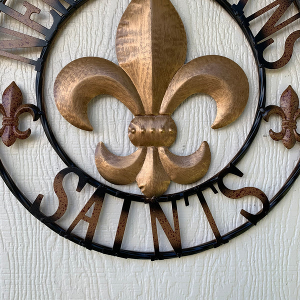 18", 24", 32" NEW ORLEANS SAINTS METAL SIGN WALL ART WESTERN HOME DECOR RUSTIC GOLD & BLACK ART NEW
