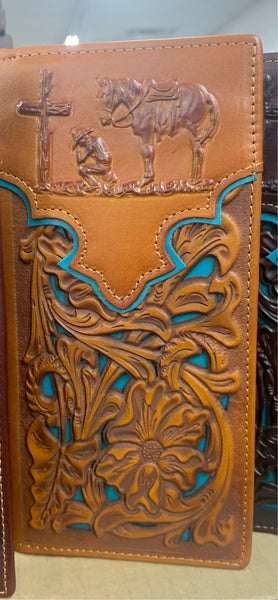 #LG GENUINE LEATHER WESTERN CHECKBOOK MEN'S WALLET WESTERN FASHION--FREE SHIPPING