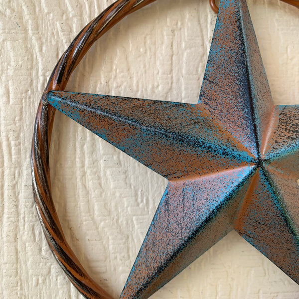 TURQUOISE DISTRESSED BARN METAL STAR WESTERN HOME DECOR ART HANDMADE