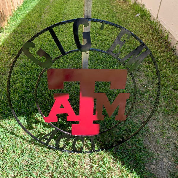 GIGEM AGGIES METAL CUSTOM VINTAGE CRAFT TEAM SIGN HANDMADE