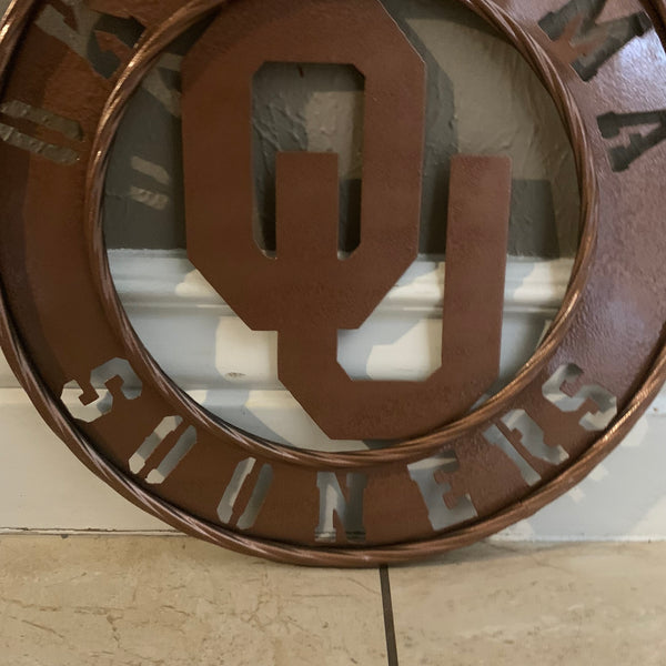 12",18",24",32" OU SOONERS HAMMERED COPPER CUSTOM METAL VINTAGE CRAFT TEAM SIGN HANDMADE CRAFT