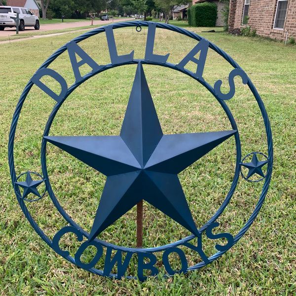 DALLAS COWBOYS NAVY BLUE BARN STAR METAL LONE STAR WESTERN HOME DECOR HANDMADE 24",32",36",40",42",44",46",50"