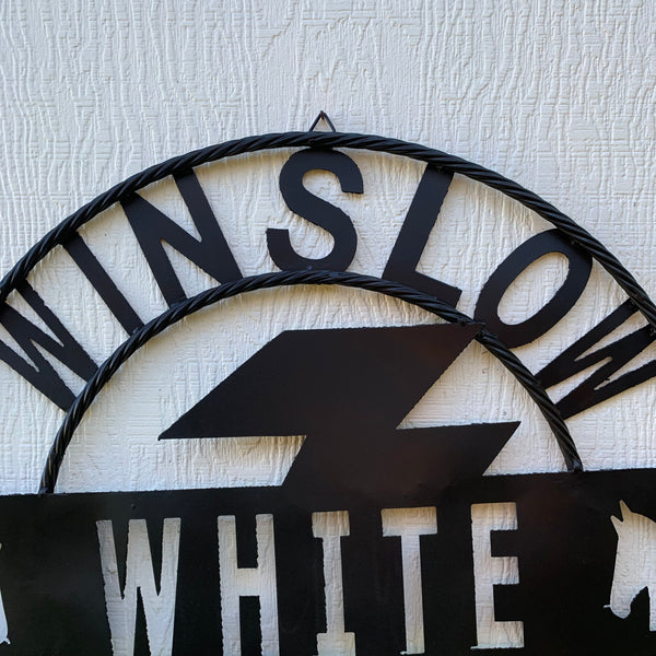 CUSTOM NAME LIGHTNIN HORSE SIGN RAW METAL BARN ROPE RING WESTERN HOME DECOR HANDMADE 24",32",36"
