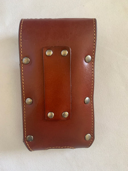 #LG_2006  7" PLAIN GENUINE LEATHER POUCH EXTRA LARGE  BELT LOOP HOLSTER CELL PHONE CASE UNIVERSAL OVERSIZE