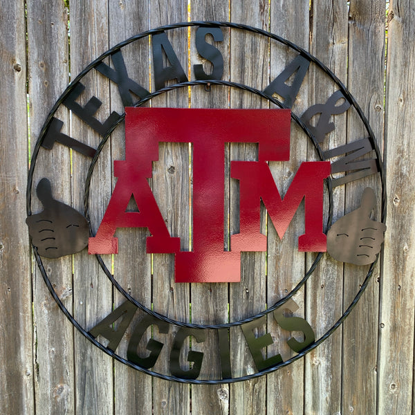 GIGEM AGGIES METAL CUSTOM VINTAGE CRAFT TEAM SIGN HANDMADE