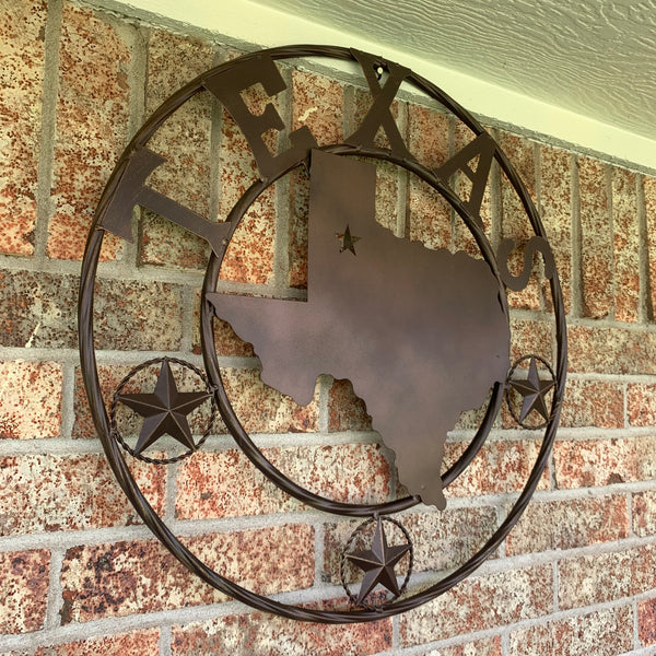 24" State of Texas Map Metal Wall Art Western Home Decor Vintage Rustic Bronze Copper New