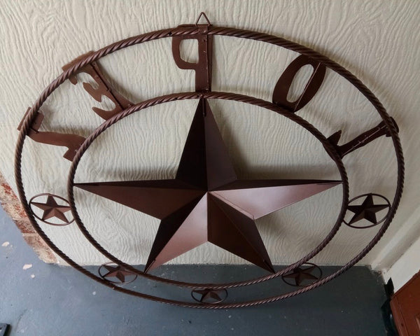 LOPEZ CUSTOM STAR NAME BARN METAL STAR 3d TWISTED ROPE RING WESTERN HOME DECOR RUSTIC  BRONZE HANDMADE 24",32",34",36",40",42",44",46",50"