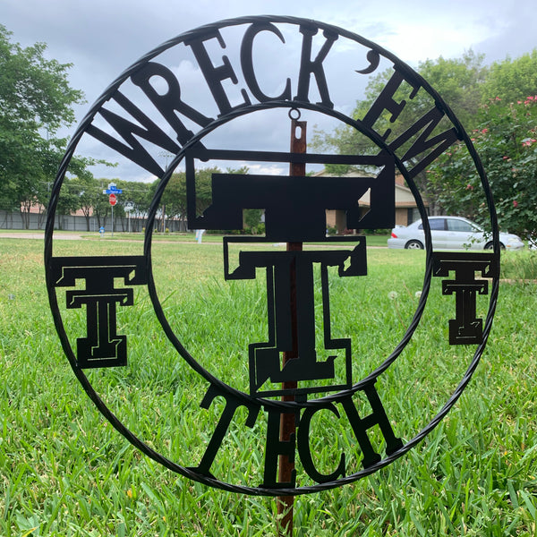 12", 18", 24", 32" WRECKEM TEXAS TECH METAL CUSTOM VINTAGE CRAFT TEAM SIGN HANDMADE