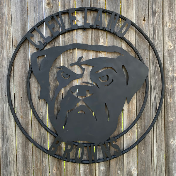 CLEVELAND BROWNS METAL CUSTOM VINTAGE CRAFT ART HANDMADE RUSTIC BLACK