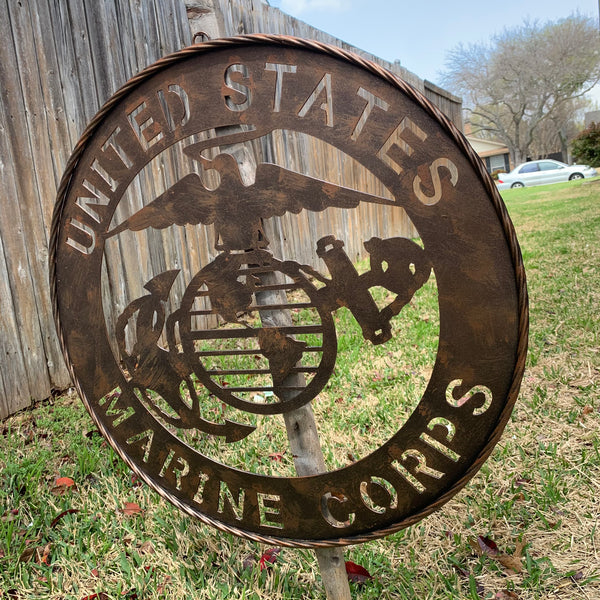 #EH10851 24" UNITED STATES MARINE CORPS MILITARY LASERCUT METAL WALL ART SIGN WESTERN HOME DECOR HANDMADE BRONZE