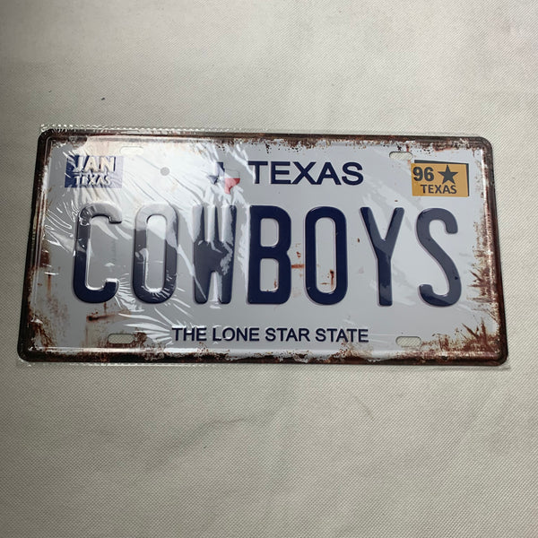 #HCZ17002 TEXAS COWBOYS LONESTAR STATE LICENSE PLATE TIN SIGN BLUE LETTERS METAL ART WESTERN HOME DECOR - FREE SHIPPING