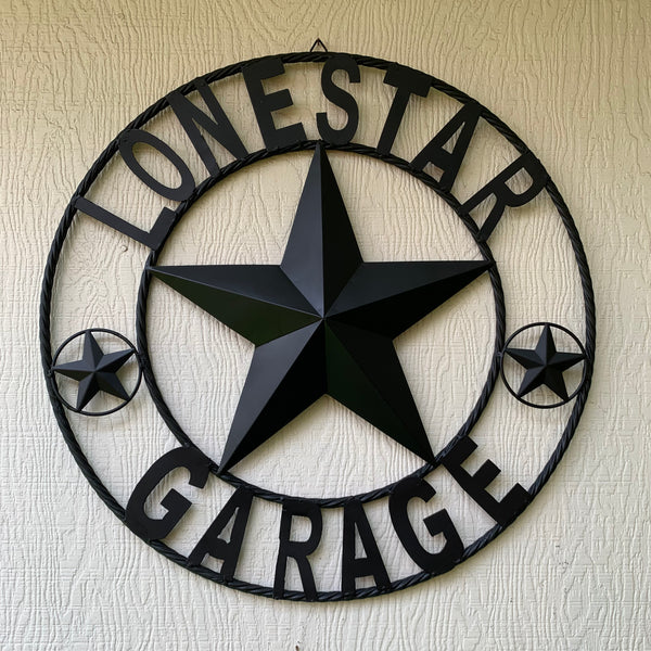 LONESTAR GARAGE STYLE CUSTOM BARN NAME STAR LONESTAR GARAGE METAL NAME BARN STAR WITH TWISTED ROPE RING 3d STAR ART WESTERN HOME DECOR RUSTIC BROWN