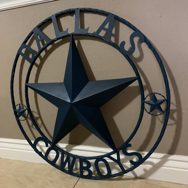 DALLAS COWBOYS NAVY BLUE BARN STAR METAL LONE STAR WESTERN HOME DECOR HANDMADE 24",32",36",40",42",44",46",50"