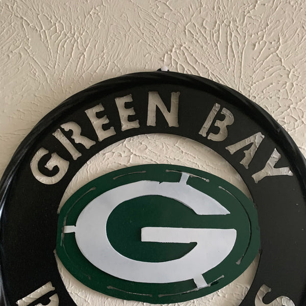 GREEN BAY WIDE BAND DISC METAL CUSTOM VINTAGE CRAFT TEAM SPORTS SIGN HANDMADE