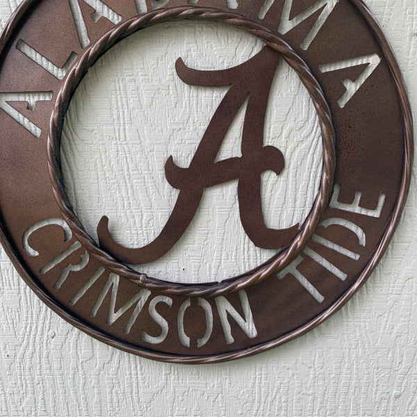 ALABAMA CRIMSON TIDE WIDE BAND RING CUSTOM METAL VINTAGE CRAFT TEAM SIGN HANDMADE