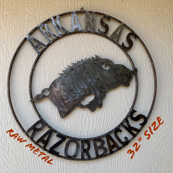 ARKANSAS RAZORBACKS CUSTOM RAW METAL VINTAGE CRAFT TEAM SIGN OFFICIAL LICENSED PRODUCT