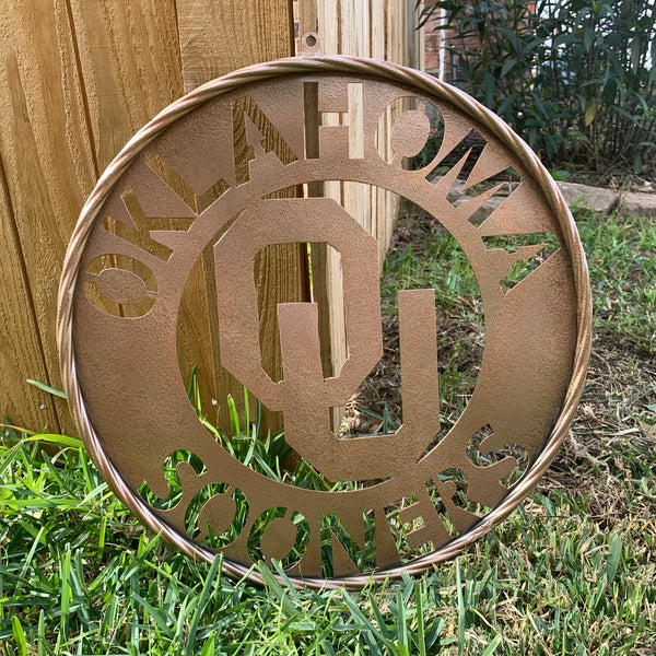 12",18",24",32" OU SOONERS HAMMERED COPPER CUSTOM METAL VINTAGE CRAFT TEAM SIGN HANDMADE CRAFT