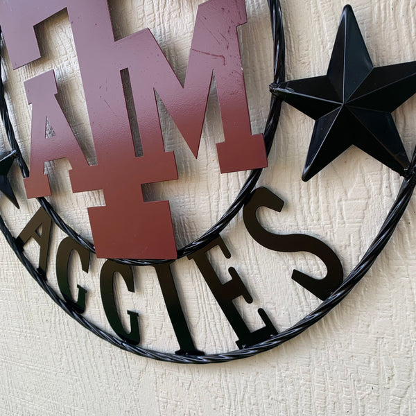 12", 18", 24", 32" TEXAS A&M AGGIES STARS METAL CUSTOM VINTAGE CRAFT WALL ART TEAM SIGN HANDMADE