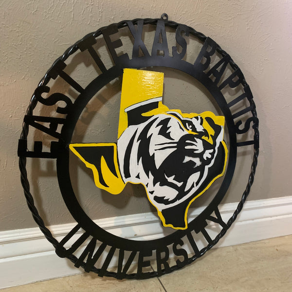 EAST TEXAS BAPTIST UNIVERSITY METAL CUSTOM VINTAGE CRAFT SIGN WALL ART TEAM HANDMADE